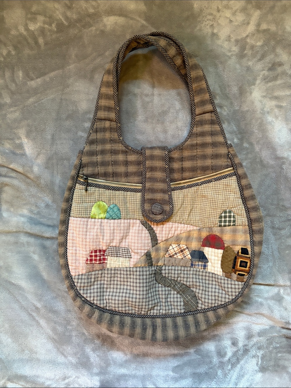 Handcrafted Patchwork Tote Bag in Brown and Multicolor